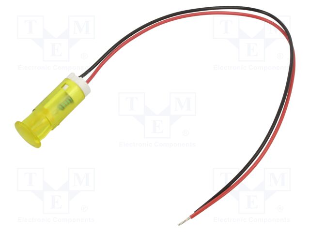 Indicator: LED; flat; yellow bright; Ø10mm; QS; cables; 200mm
