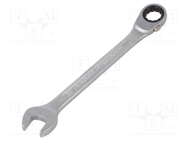 Wrench; combination spanner; 15mm; chromium plated steel