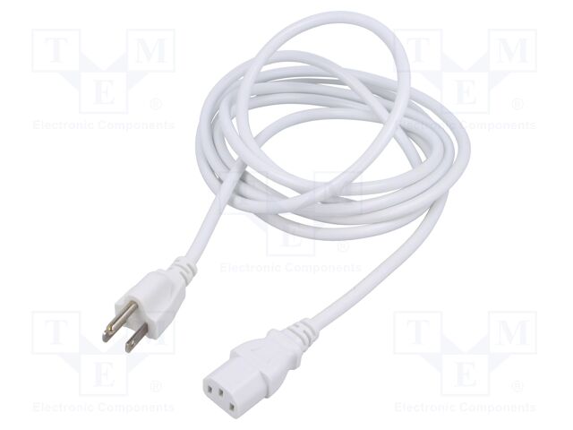 Cable; 3x0.75mm2; IEC C13 female,NEMA 5-15 (B) plug; PVC; 1m