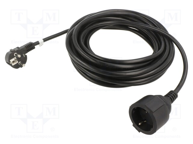 Extension lead; Sockets: 1; PVC; black; 3x1,5mm2; 10m; 16A