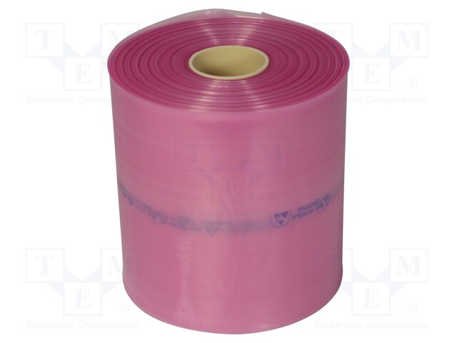 Protection bag; ESD; L: 250m; W: 250mm; Thk: 90um; EN 61340-5-1; pink