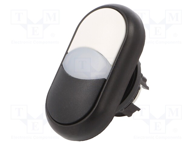 Switch: double; Stabl.pos: 1; 22mm; white/black; IP66; Pos: 2