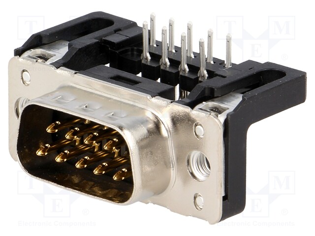 D-Sub; PIN: 9; socket; male; angled 90°; THT; M3