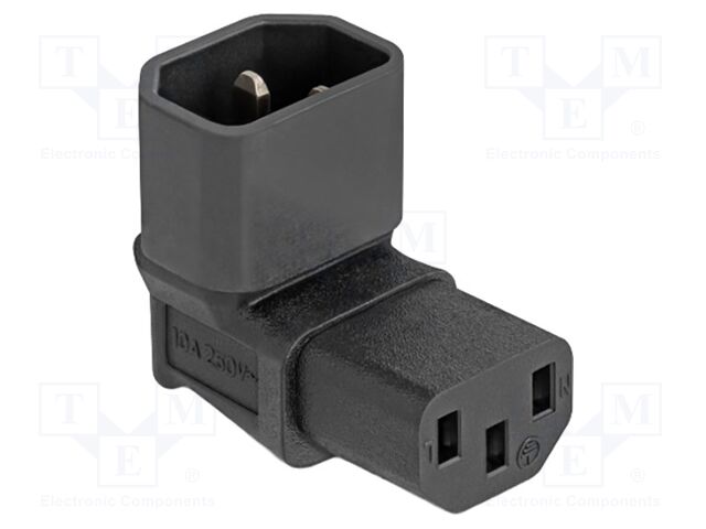 IEC C13 female,IEC C14 male; angular; 10A; 250V