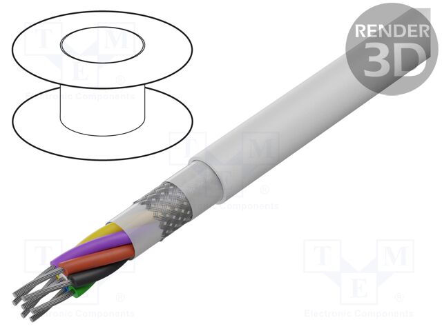 Wire; shielded,silver plated copper braid; white; 600V; 152m