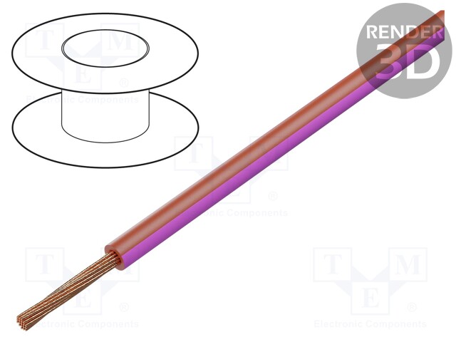 Wire; H05V-K,LgY; stranded; Cu; 2.5mm2; PVC; red-pink; 300V,500V