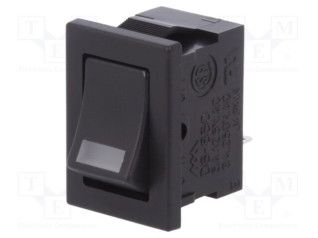 ROCKER; SPST; Pos: 2; ON-OFF; 3A/250VAC; black; LED; Rcont max: 20mΩ