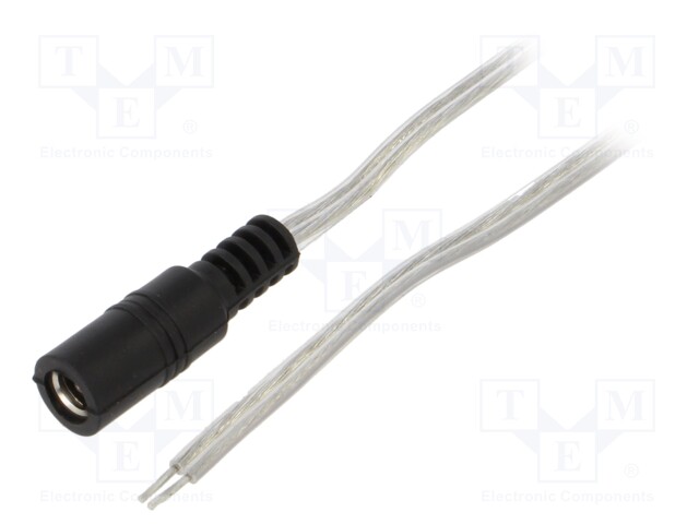 Cable; wires,DC 5,5/2,5 socket; straight; 0.5mm2; transparent; 2m
