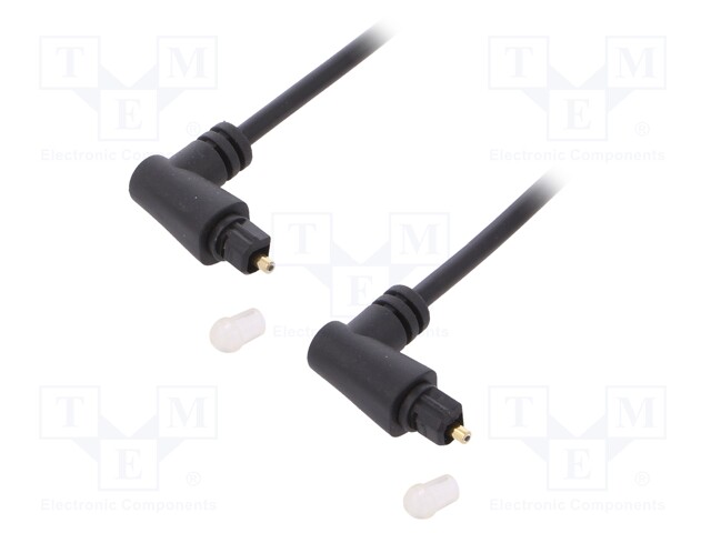 Cable; both sides,Toslink plug angled; 2m; black; Øout: 4mm