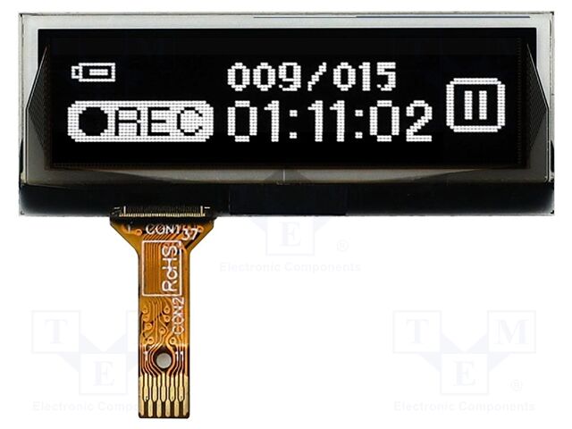 Display: OLED; graphical; 1.3"; 128x40; Dim: 36.74x14mm; white