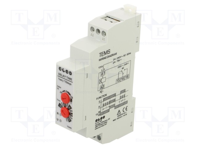 Timer; 0,1s÷10days; relay; 24÷240VAC; 24÷75VDC; -20÷50°C; IP40; 8A