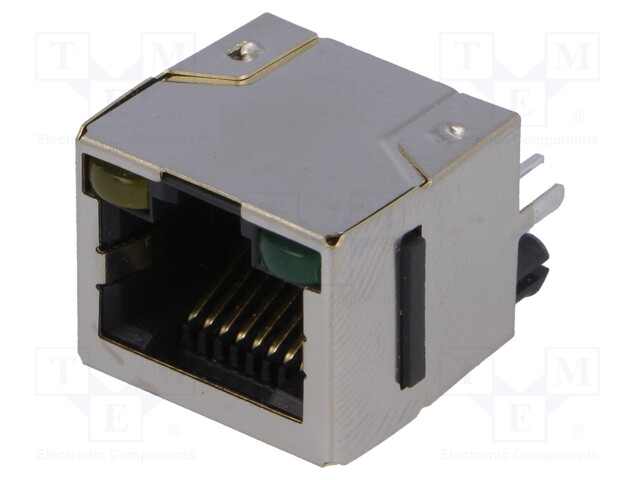Socket; RJ45; Cat: 5; shielded,with LED; Layout: 8p8c; THT; straight