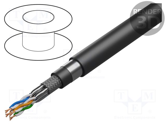 Wire; S/FTP; 4x2x24AWG; industrial Ethernet; 6a; stranded; Cu; PVC