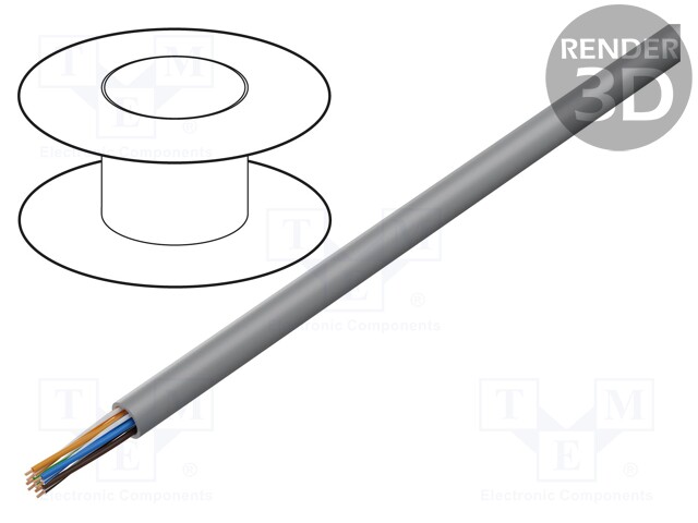 Wire; U/UTP; 4x2x24AWG; 5e; stranded; Cu; Insulation: PVC; grey; 305m