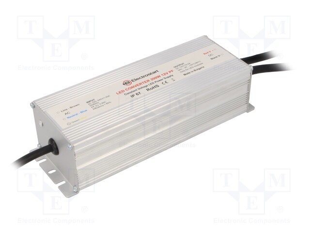 Power supply: switched-mode; 200W; 12VDC; 16.66A; 180÷295VAC; IP67