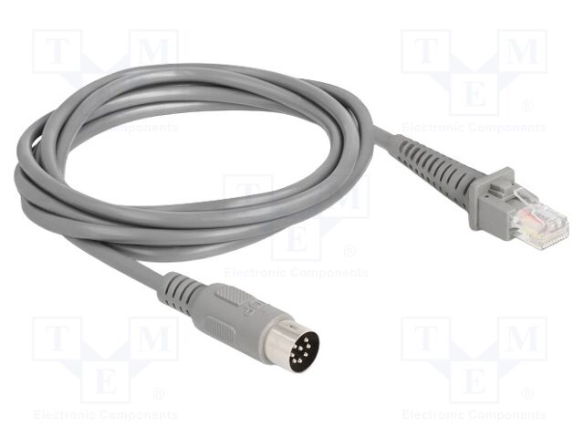 RJ-DIN; DIN 8pin plug,RJ50 plug; 2m; PVC; grey; 26AWG; Øcable: 5mm