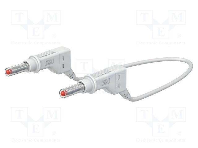 Connection cable; 32A; banana plug 4mm,both sides; Len: 2m; white