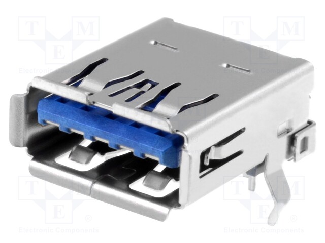 Socket; USB A; on PCBs; THT; angled 90°; USB 3.0; gold-plated
