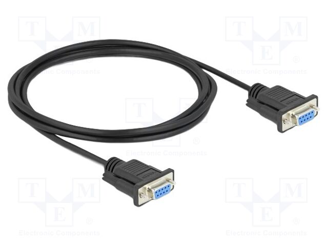 Cable; D-Sub 9pin socket,both sides; PVC; Len: 2m; black