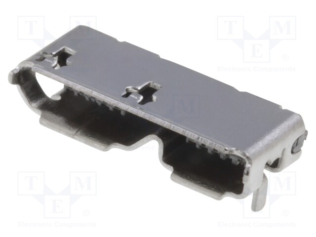 Socket; USB B micro; SMT; horizontal; USB 3.0; gold-plated