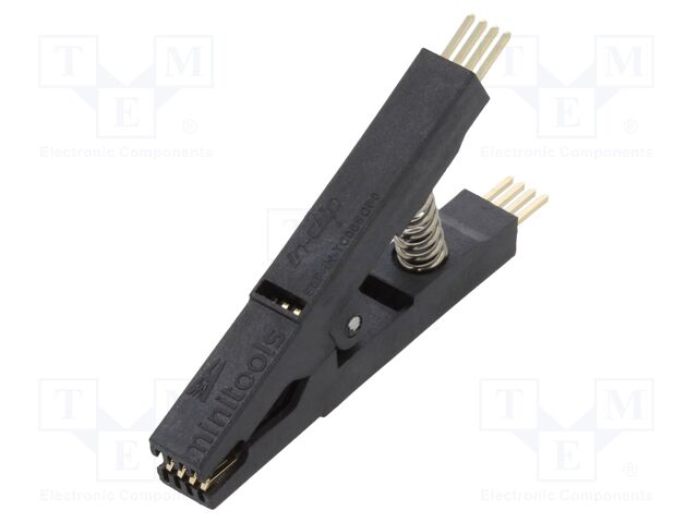 Test clip; PIN: 8; black; gold-plated; Application: SO,SOIC,SOJ