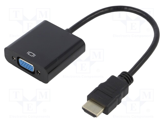 Adapter; D-Sub 15pin HD socket,HDMI plug; 0.15m; Colour: black
