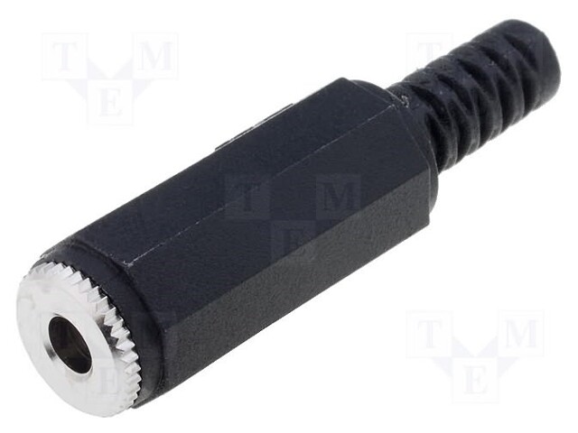 Plug; Jack 3,5mm; female; stereo; straight; for cable; soldering