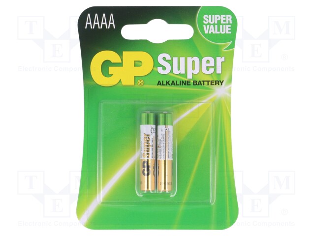 Battery: alkaline; 1.5V; AAAA; Batt.no: 2; non-rechargeable