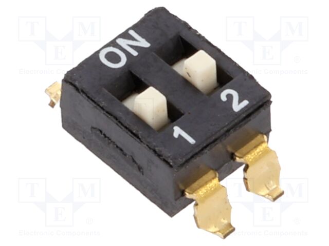 Switch: DIP-SWITCH; Poles number: 2; OFF-ON; 0.025A/24VDC; Pos: 2/2
