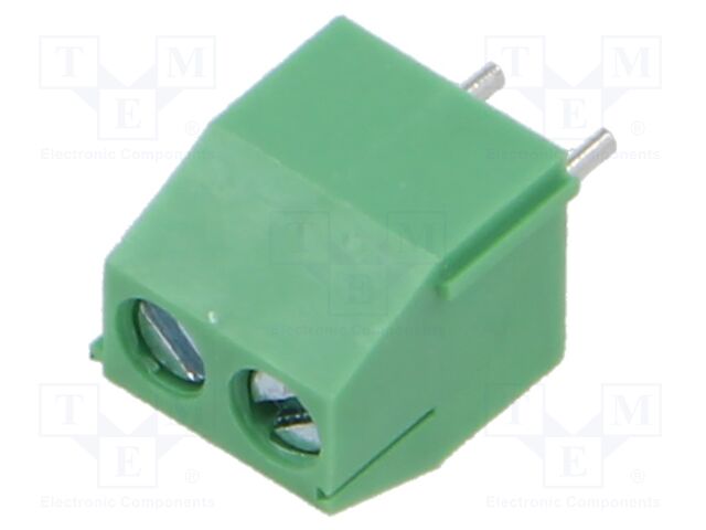Connector: PCB terminal block; T5; 10A; terminal; PIN: 2; angled