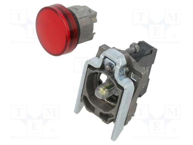 LED Panel Mount Indicator, Pilot Light, Red, 120 VAC, 22 mm, 14 mA