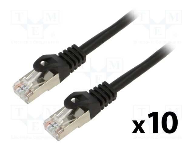 Patch cord; F/UTP; 6; stranded; CCA; PVC; black; 1m; 26AWG; Cores: 8
