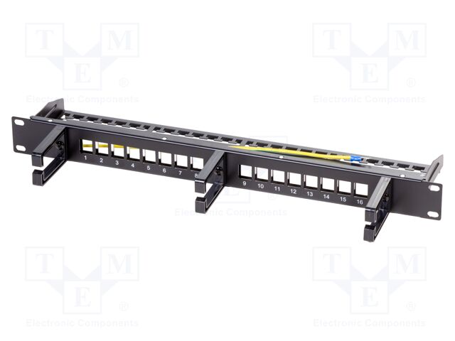 Patch panel; patch panel; rack; black; Number of ports: 16