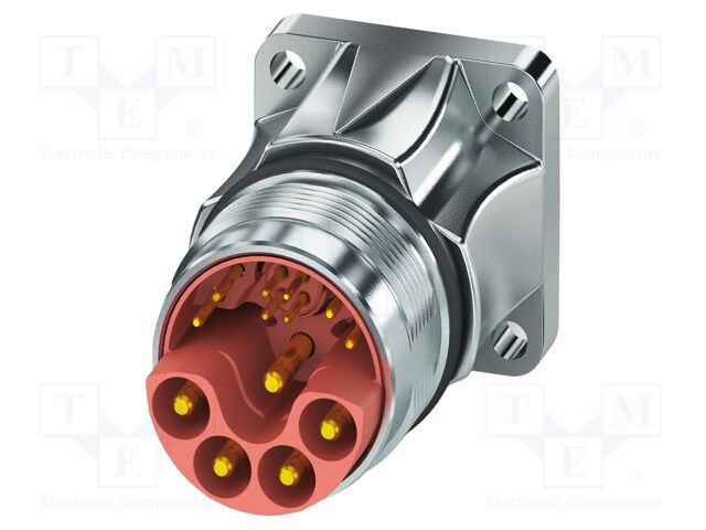 Circular Connector, M23 Hybrid Series, Flange Mount Receptacle, 13 Contacts