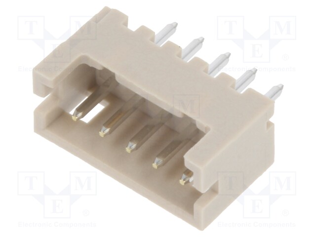 Socket; wire-board; male; DF13; 1.25mm; PIN: 5; THT; on PCBs; tinned