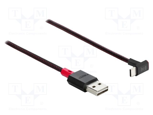Cable; USB 2.0; USB A plug double sided,USB C plug 90° up/down
