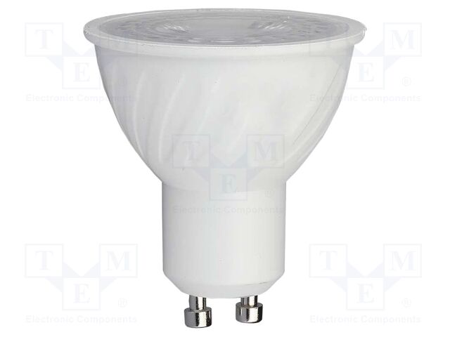 LED lamp; white cold; GU10; 220÷240VAC; 445lm; P: 6W; 110°; 6500K
