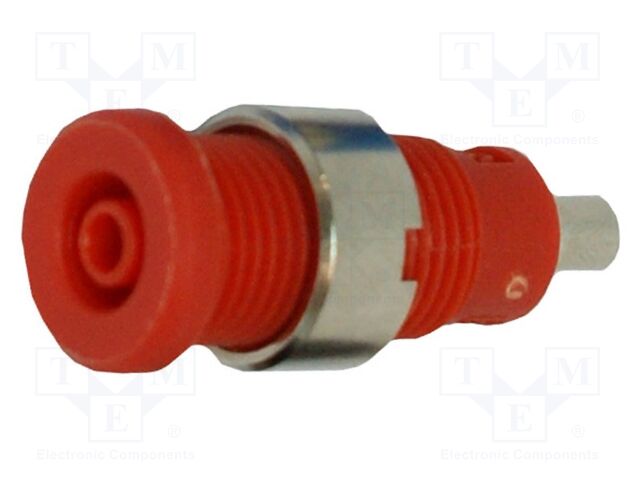 Connector: 2mm banana; socket; red; 1,9mm soldering hole