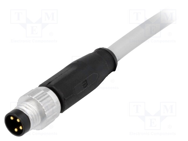 Connector: M8; male; PIN: 4; straight; with lead; plug; 0.5m; PVC