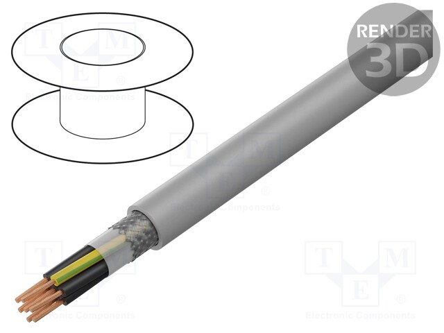 Wire; F-C-PURö-JZ; 7G1mm2; tinned copper braid; PUR; grey; CPR: Eca