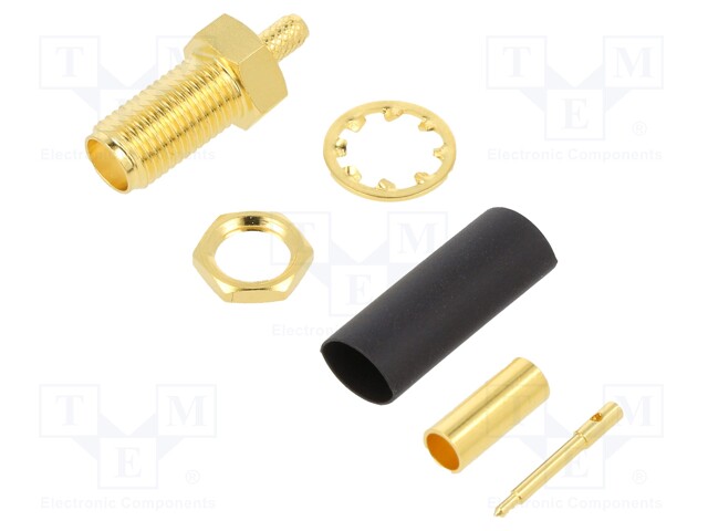 Socket; RP-SMA; male,reverse; straight; 50Ω; crimped; teflon