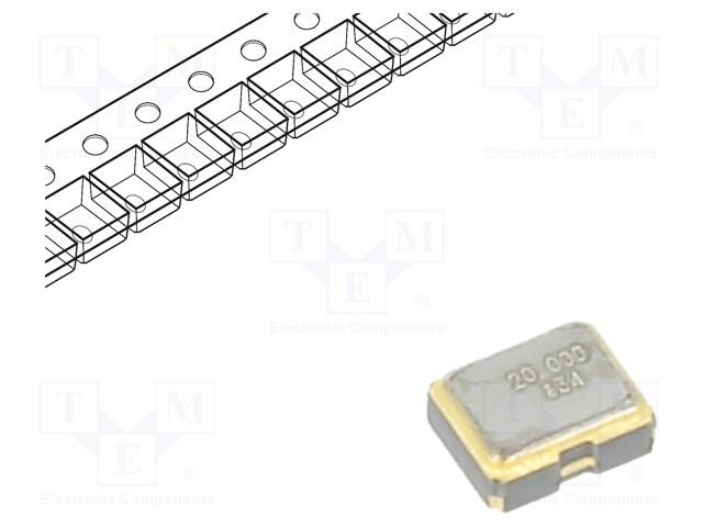 Resonator: quartz; 20MHz; 15pF; SMD; Body dim: 2x1.6x0.8mm; 10ms