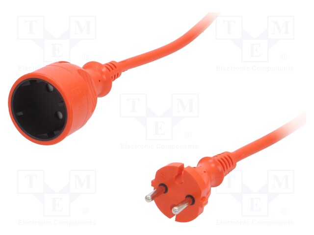 Extension lead; Sockets: 1; PVC; orange; 2x1,5mm2; 30m; 16A