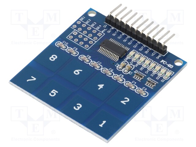Sensor: touch; capacitive; Channels: 8; IC: TTP226; 2.4÷5.5VDC