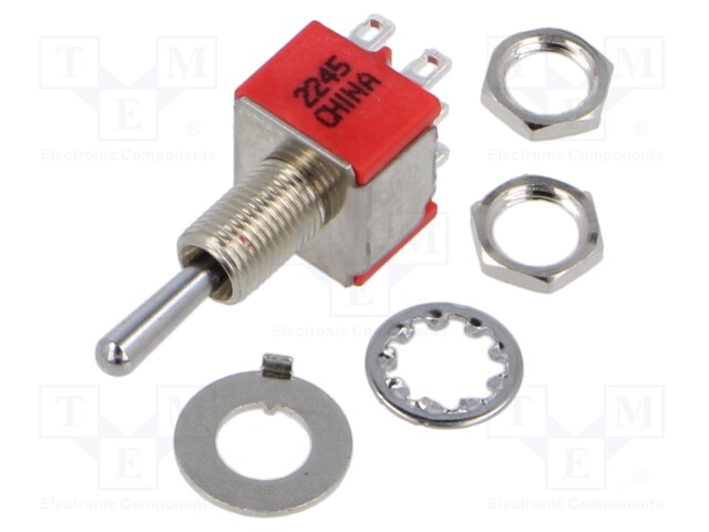 Switch: toggle; Pos: 3; DP3T; ON-OFF-(ON); 2A/250VAC; 5A/28VDC