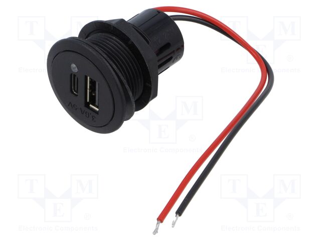 Automotive power supply; USB A socket,USB C socket; Inom: 3.6A