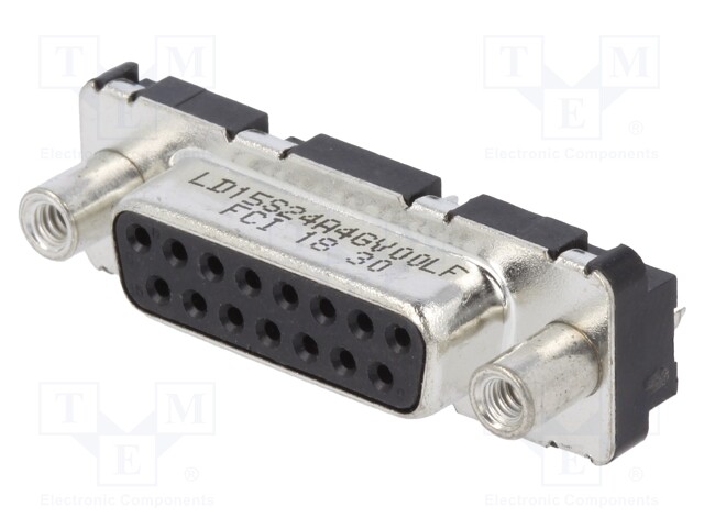 D-Sub; PIN: 15; socket; LD; female; with threaded screw; straight