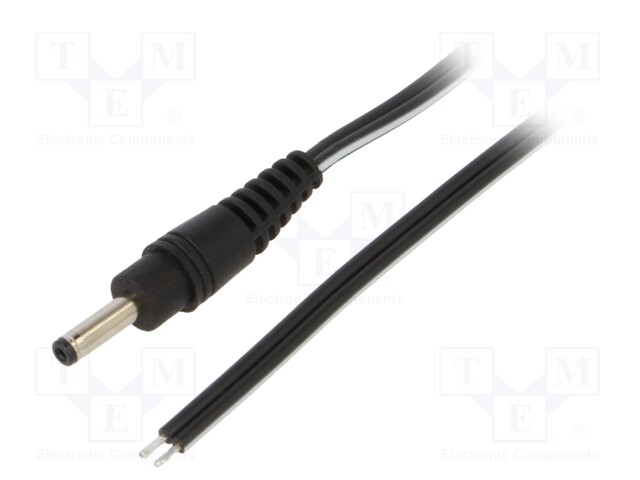 Cable; wires,DC 1,3/3,5 plug; straight; 0.5mm2; black; 1.5m