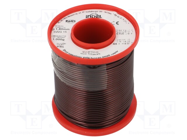 Coil wire; single coated enamelled; 1.8mm; 1kg; -65÷200°C