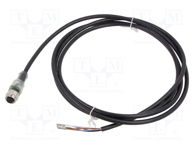Connection lead; M12; PIN: 5; straight; 2m; plug; 4A; LED; -30÷90°C